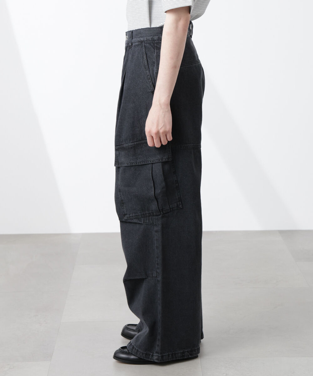 nano･universe「ビッグポケットデニムワイドカーゴパンツ」|チノ|
