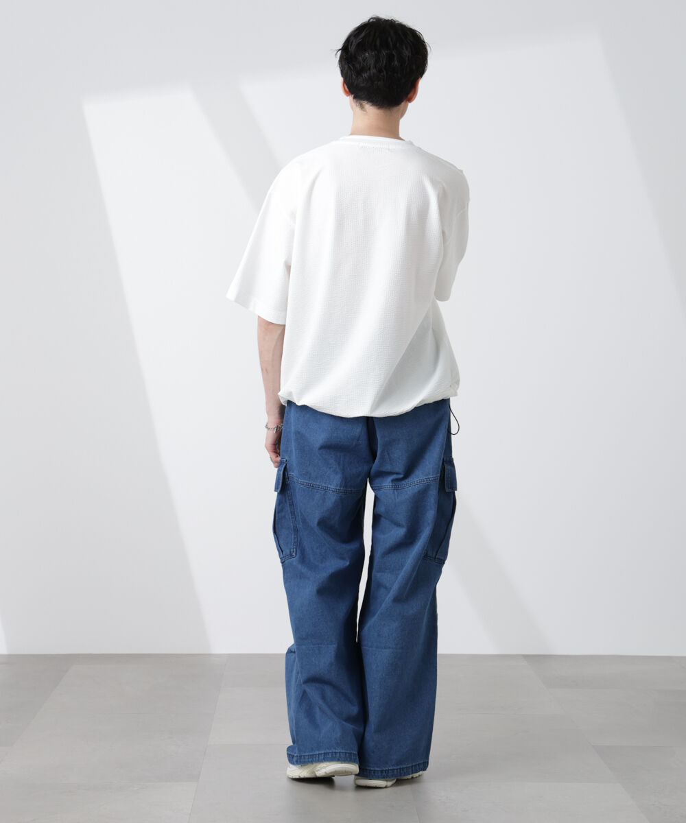 nano･universe「ビッグポケットデニムワイドカーゴパンツ」|チノ|