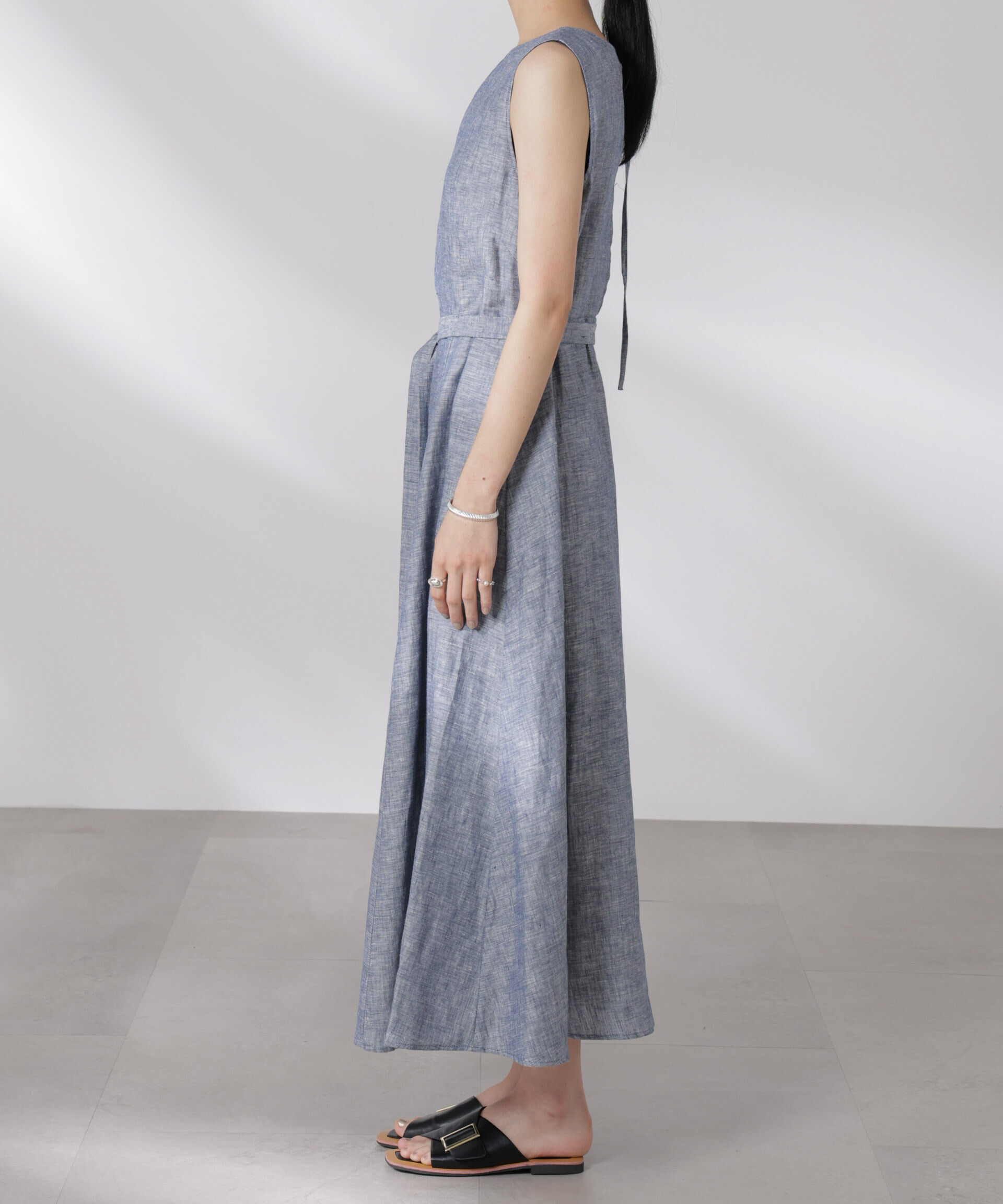 nano･universe「ヨーロピアンフラックス Aラインノースリーブワンピース」|ワンピース|