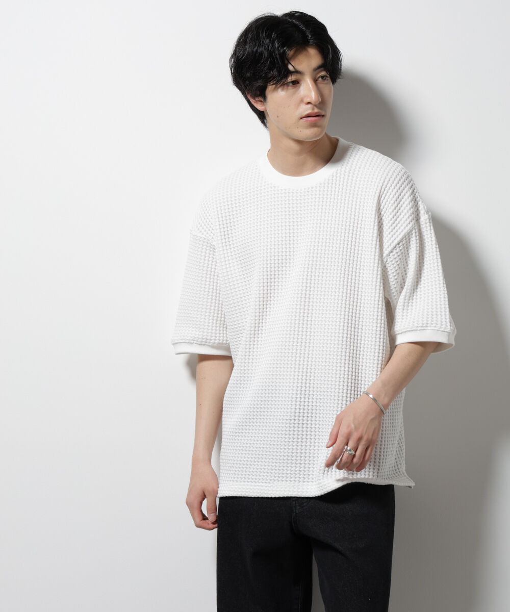 nano･universe「オニワッフルビッグTシャツ 五分袖」|Tシャツ・カットソー|