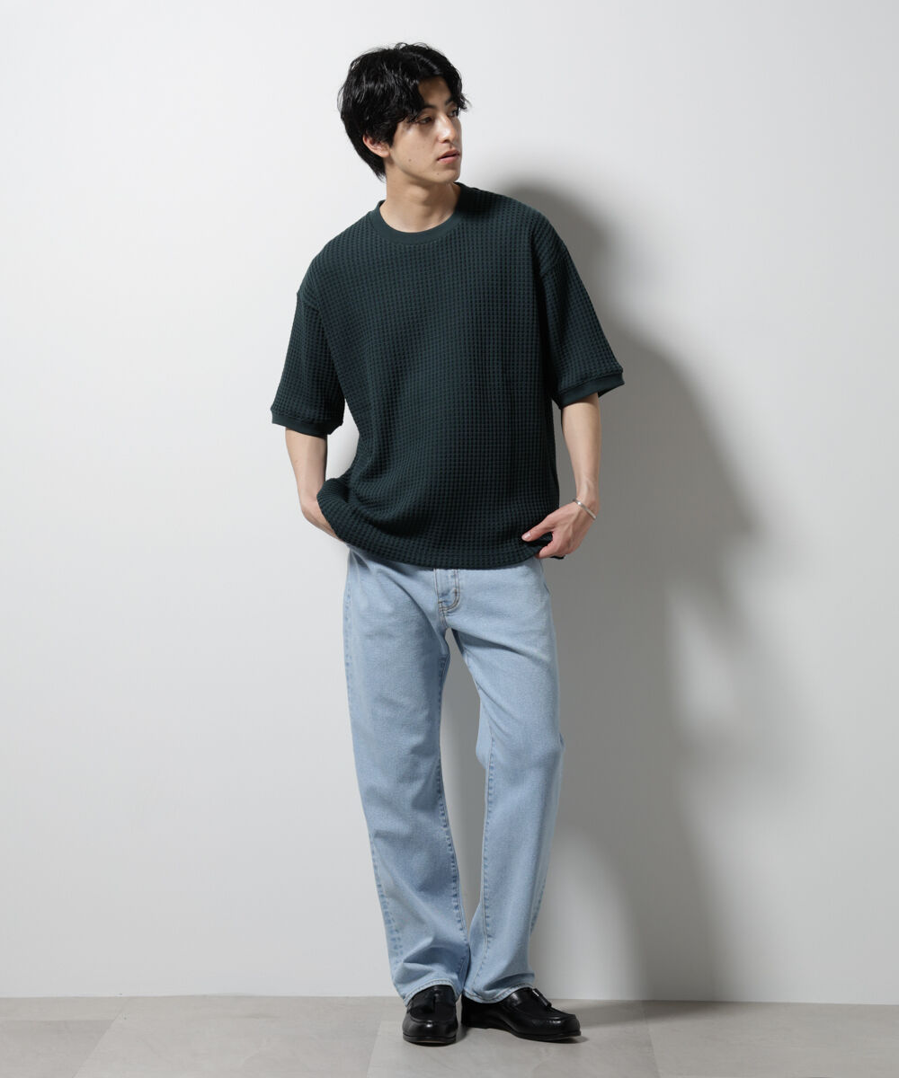 nano･universe「オニワッフルビッグTシャツ 五分袖」|Tシャツ・カットソー|