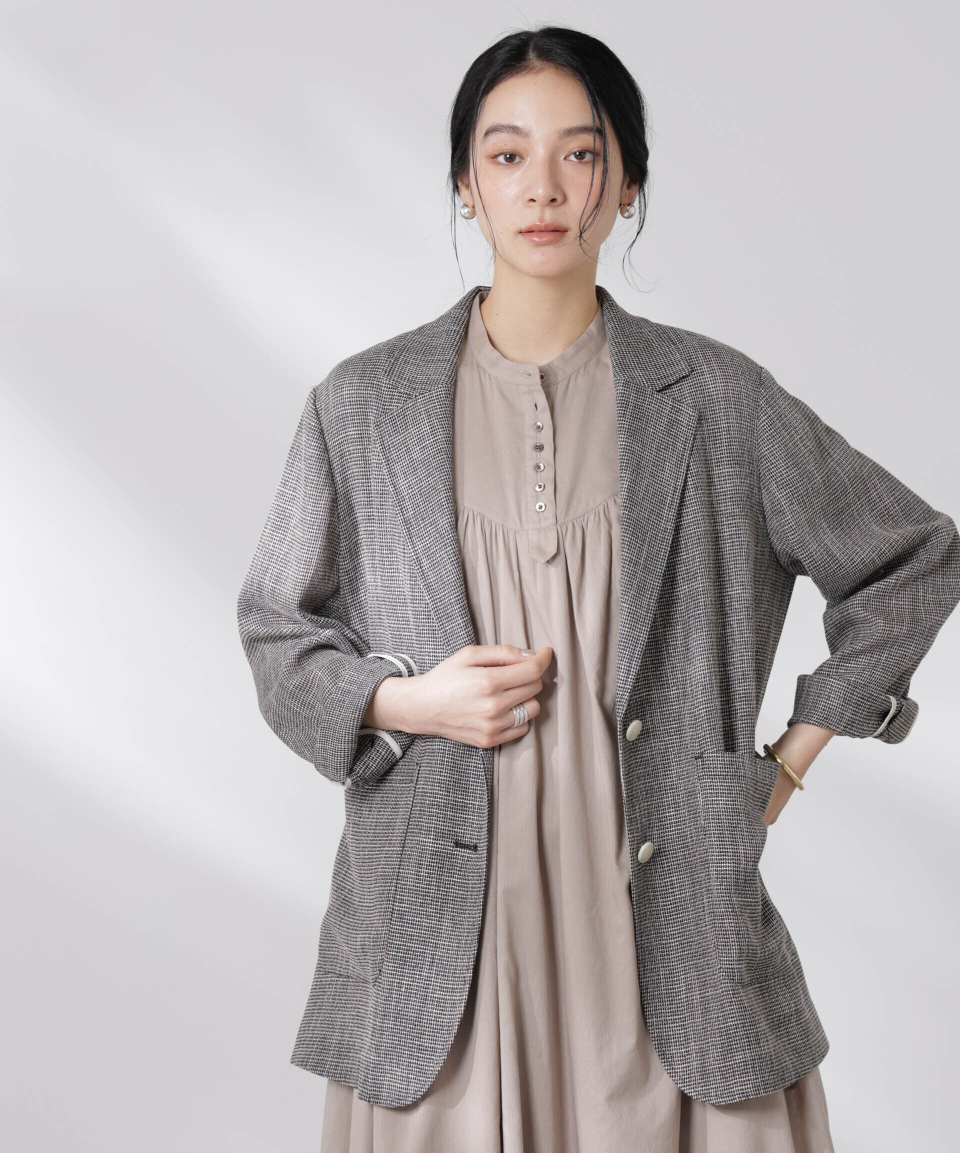 nano･universe「カラミ織りシングルジャケット」|テーラードジャケット|