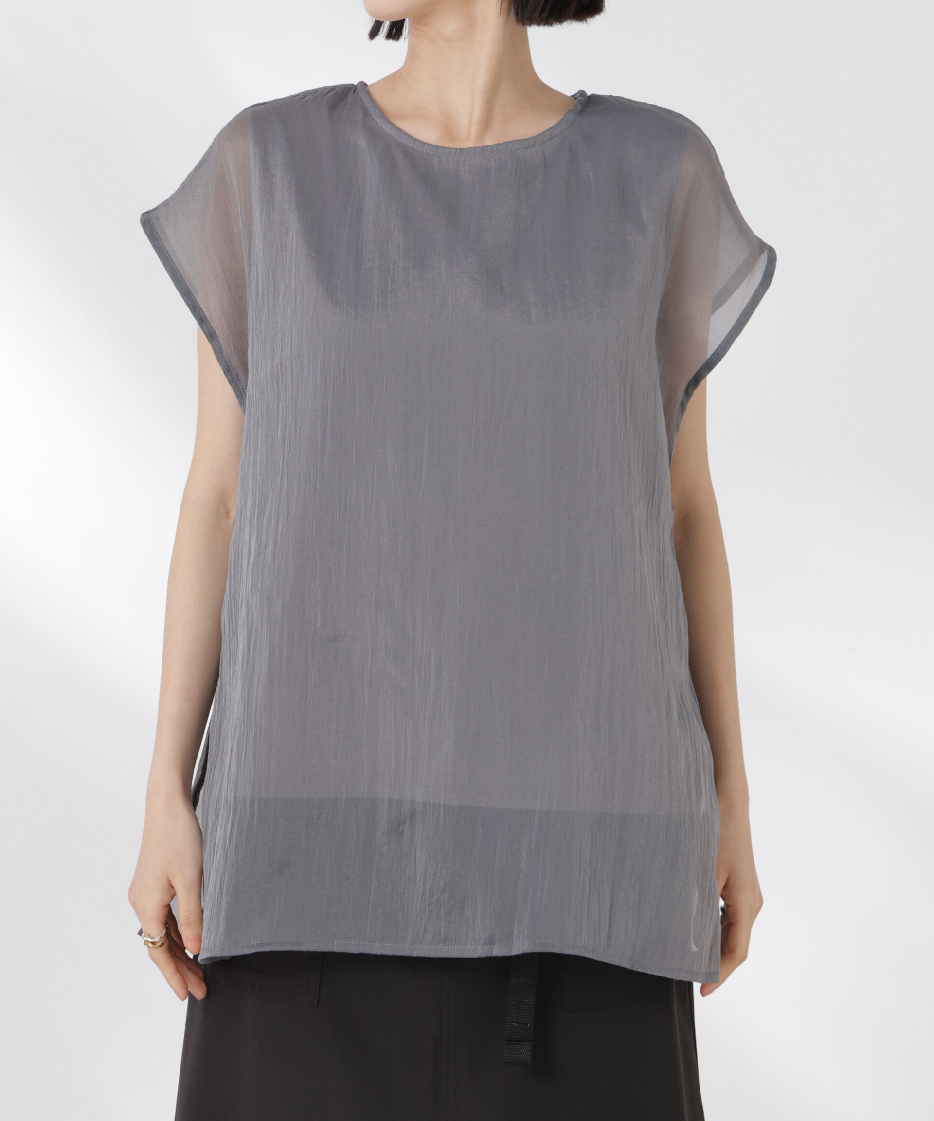 nano･universe「シアーレイヤードノースリーブカットトップス」|Tシャツ・カットソー|