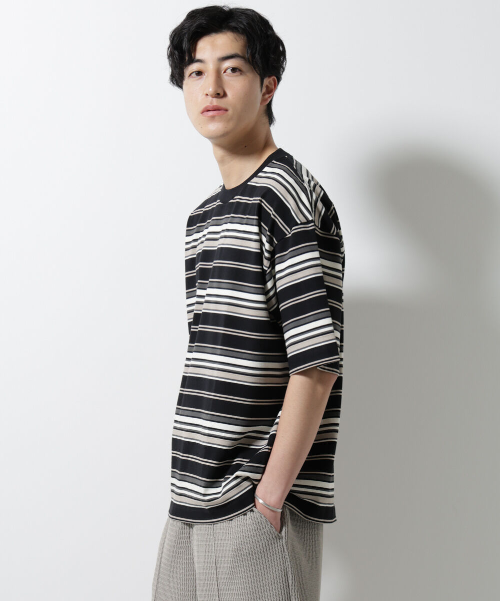 nano･universe「マルチボーダーリラックスＴシャツ 半袖」|Tシャツ・カットソー|