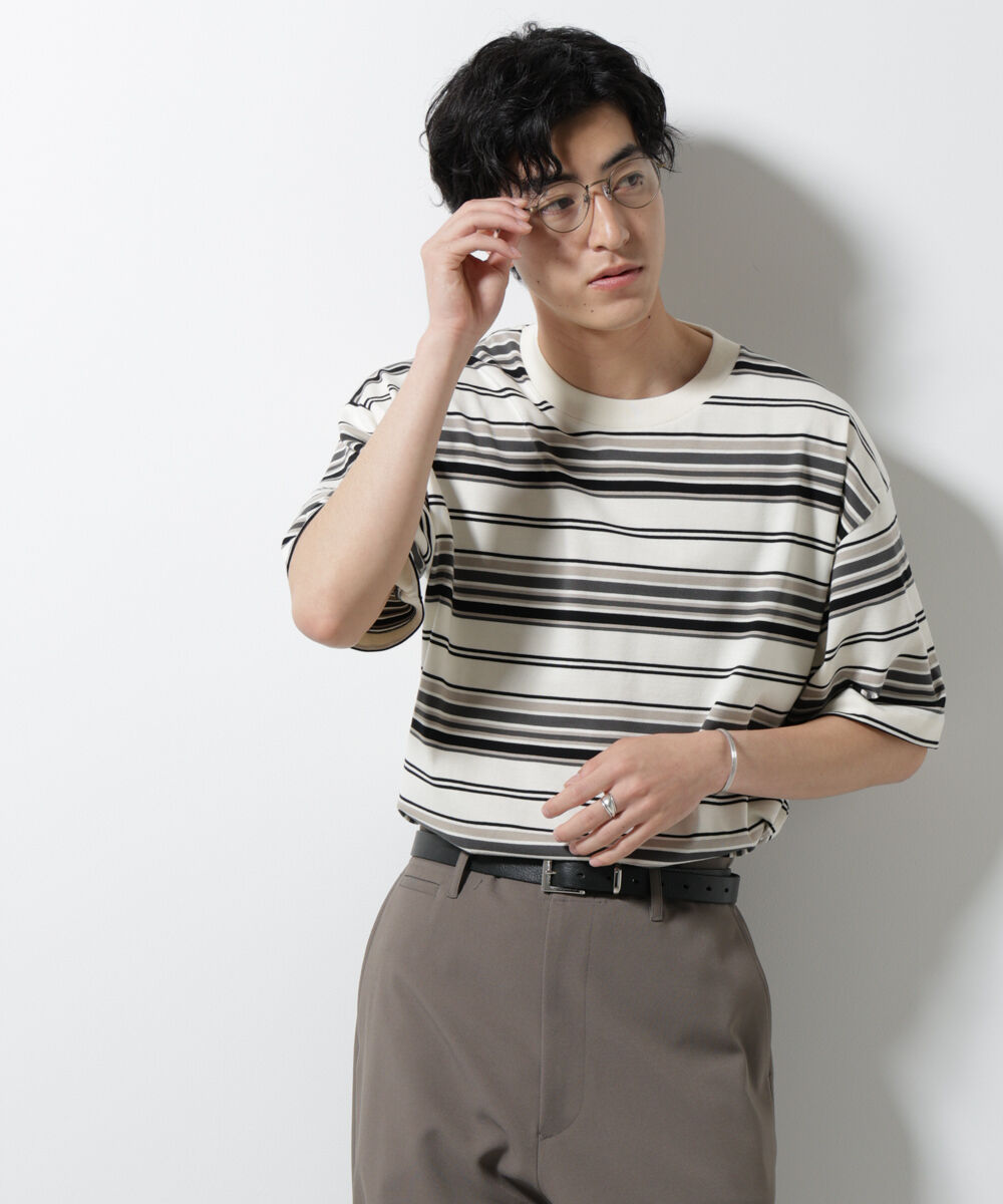 nano･universe「マルチボーダーリラックスＴシャツ 半袖」|Tシャツ・カットソー|