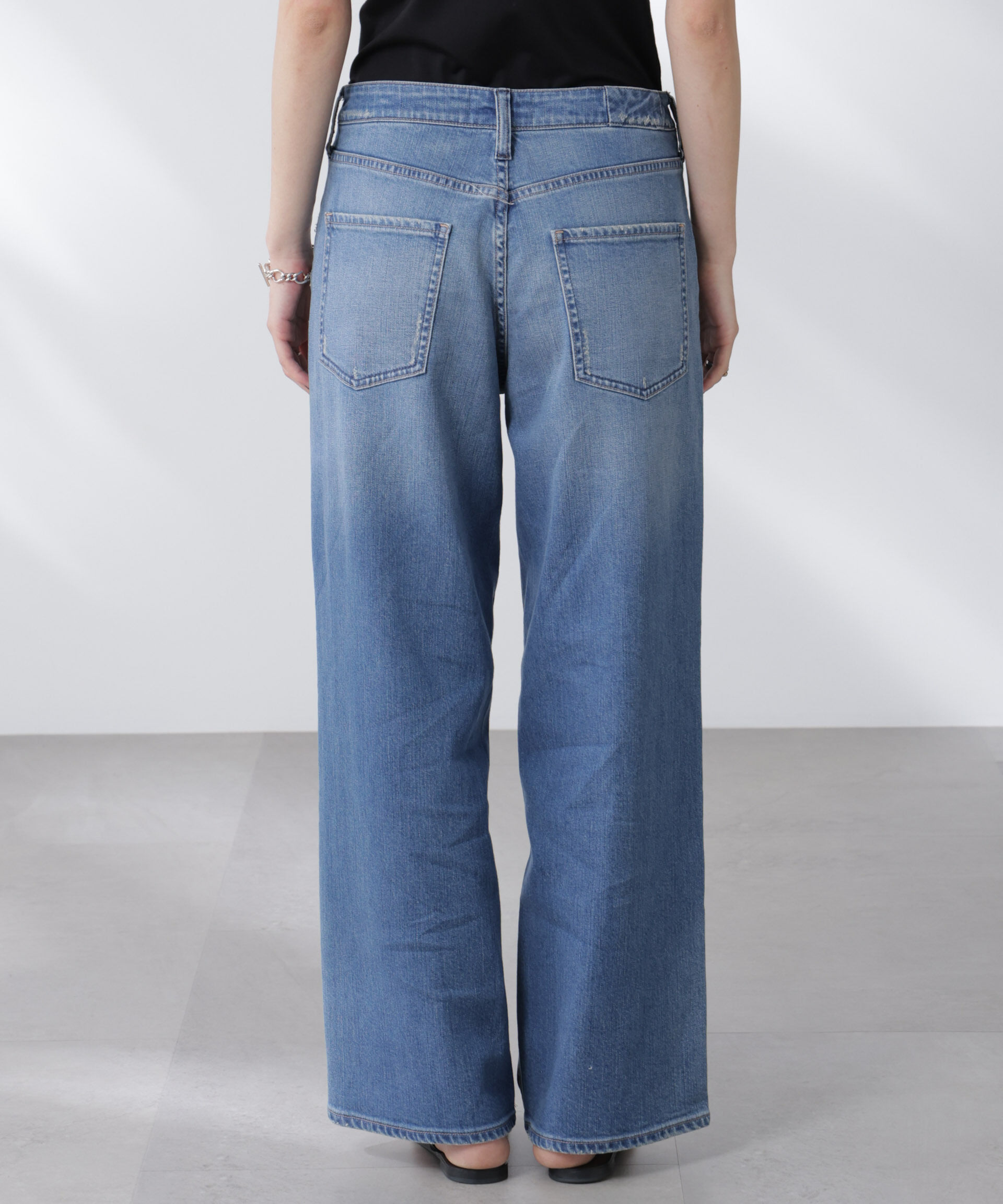 nano･universe「Healthy DENIM/別注 Pink Pepper Midrise ワイドデニム」|チノ|