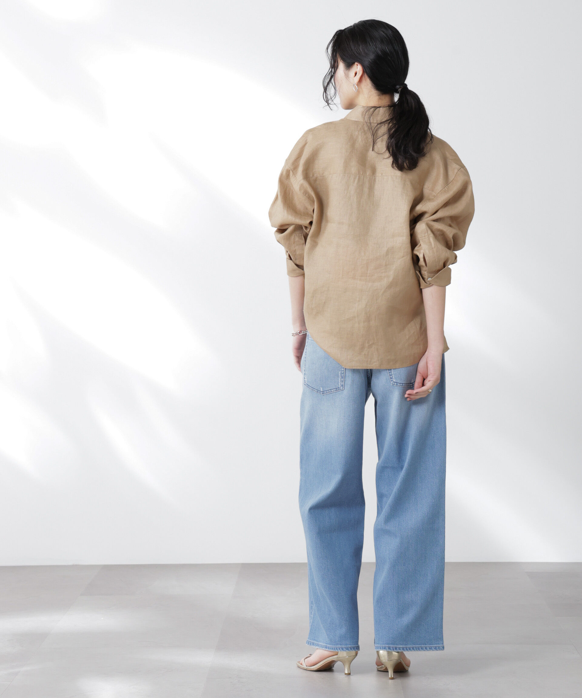 nano･universe「Healthy DENIM/別注 Pink Pepper Midrise ワイドデニム」|チノ|