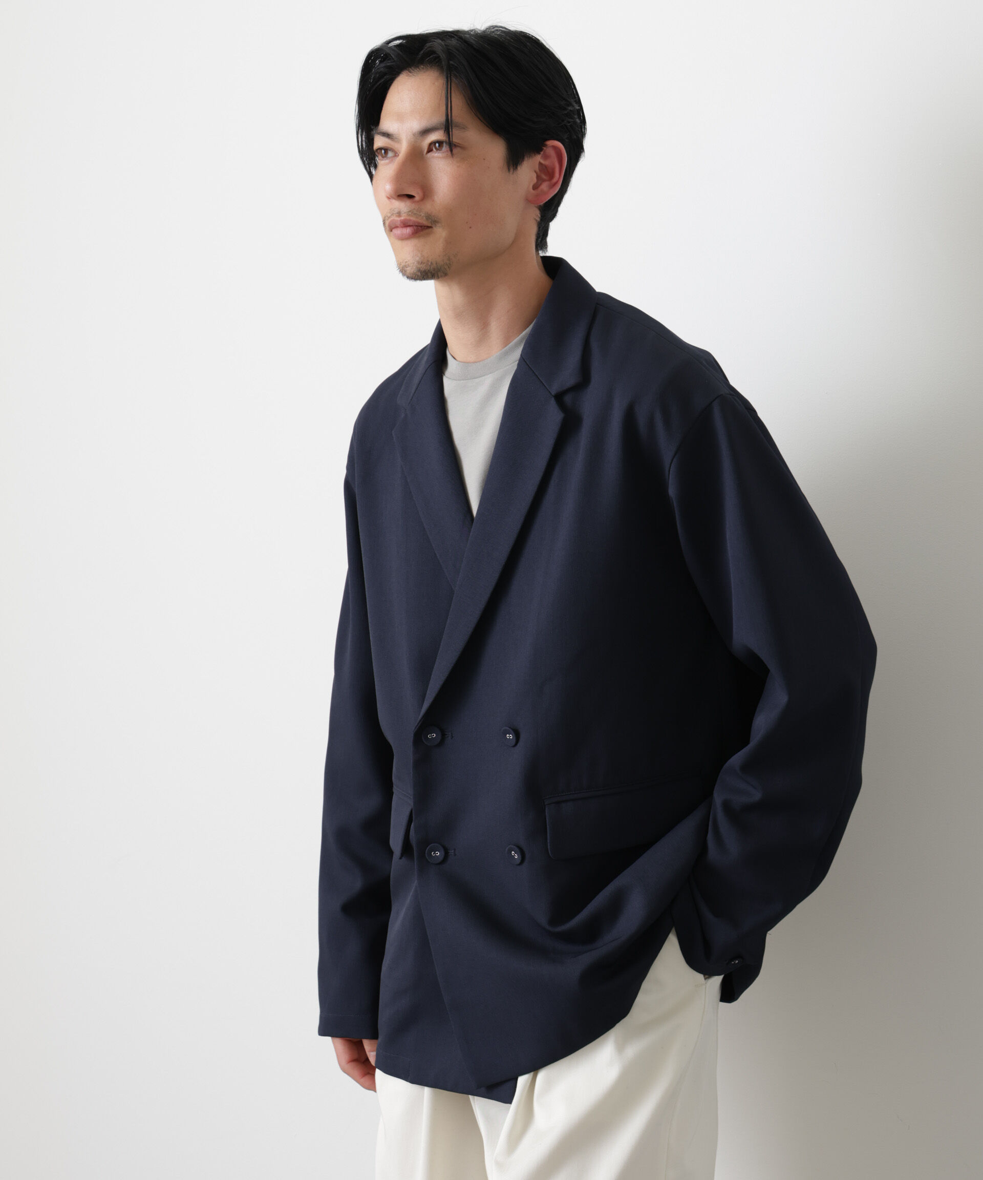 nano･universe「ドレープダブルジャケット」|テーラードジャケット|