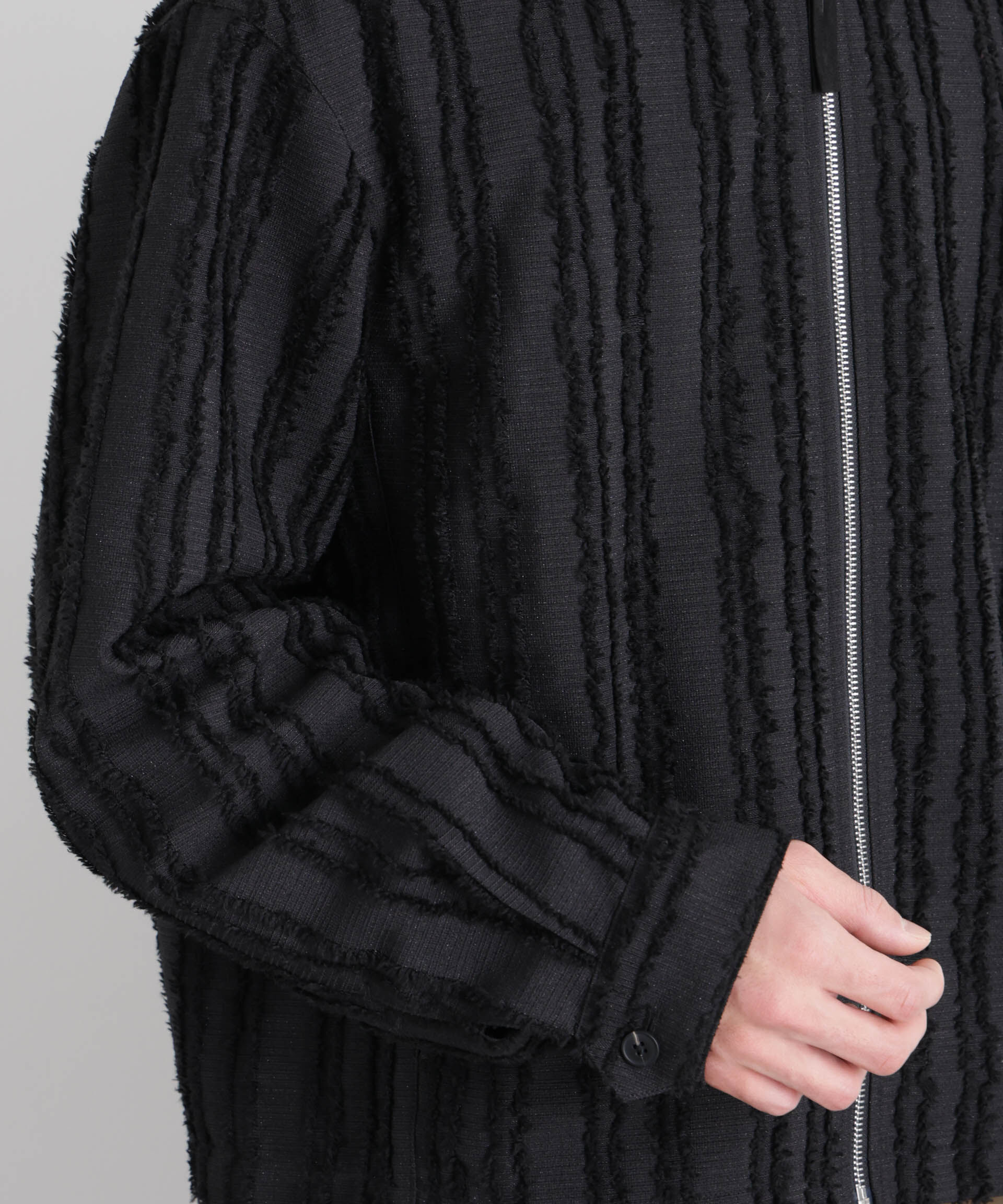 nano･universe「「ASSEMBLANC」カットレースフリンジブルゾン」|ブルゾン・スタジャン|