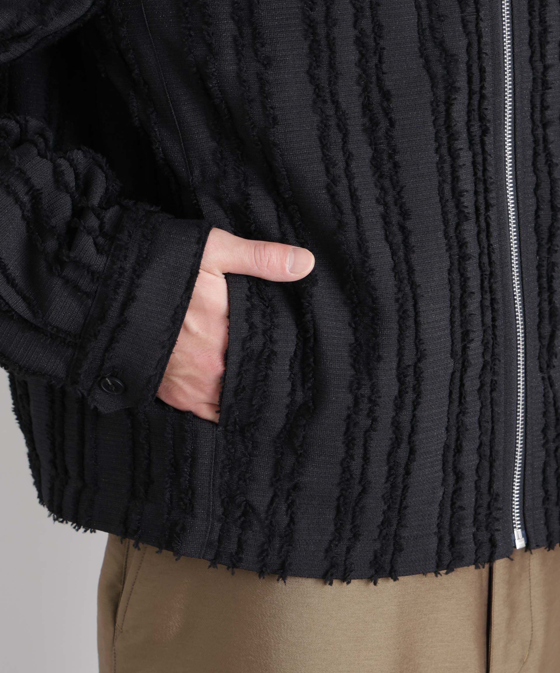 nano･universe「「ASSEMBLANC」カットレースフリンジブルゾン」|ブルゾン・スタジャン|