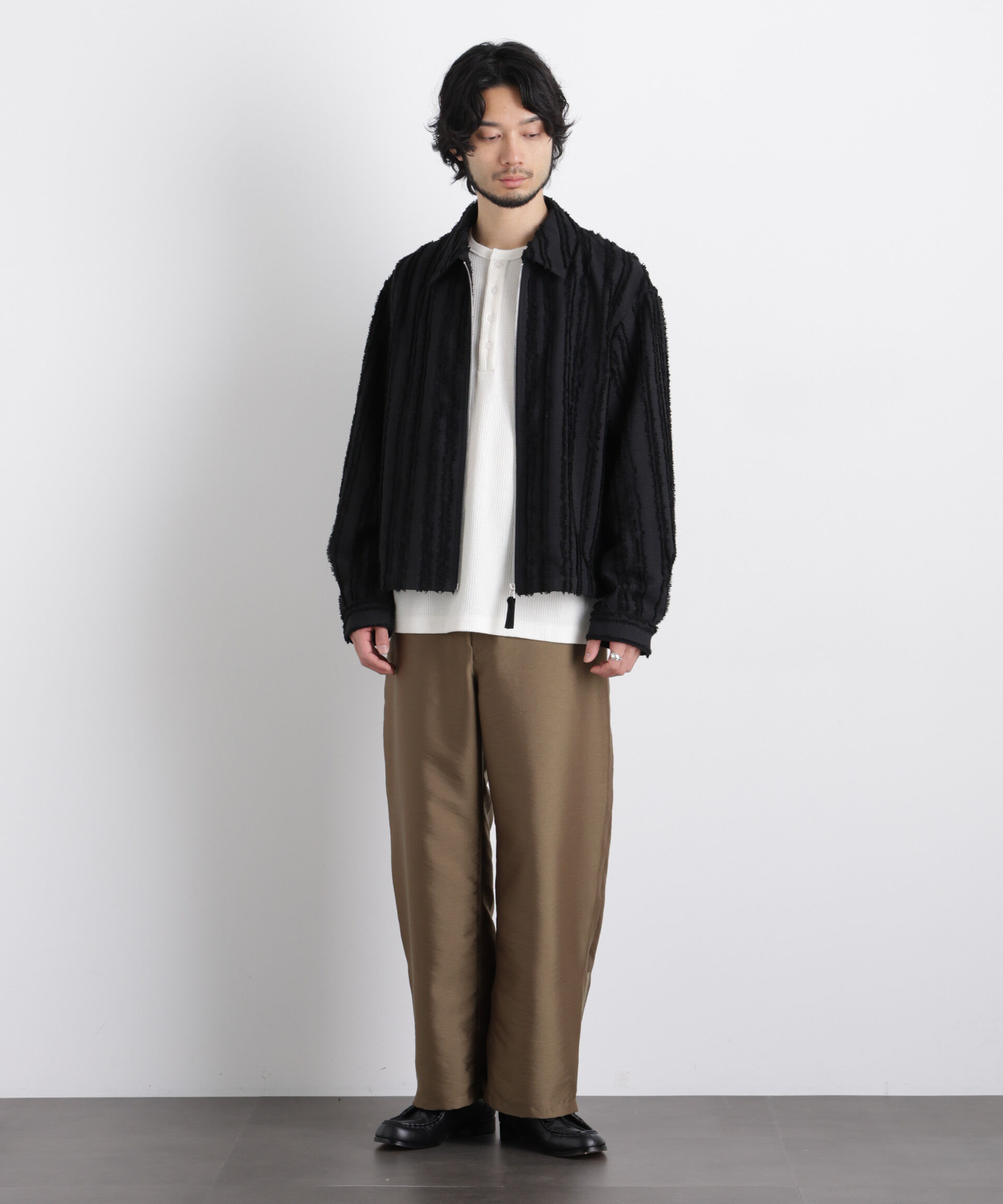 nano･universe「「ASSEMBLANC」カットレースフリンジブルゾン」|ブルゾン・スタジャン|