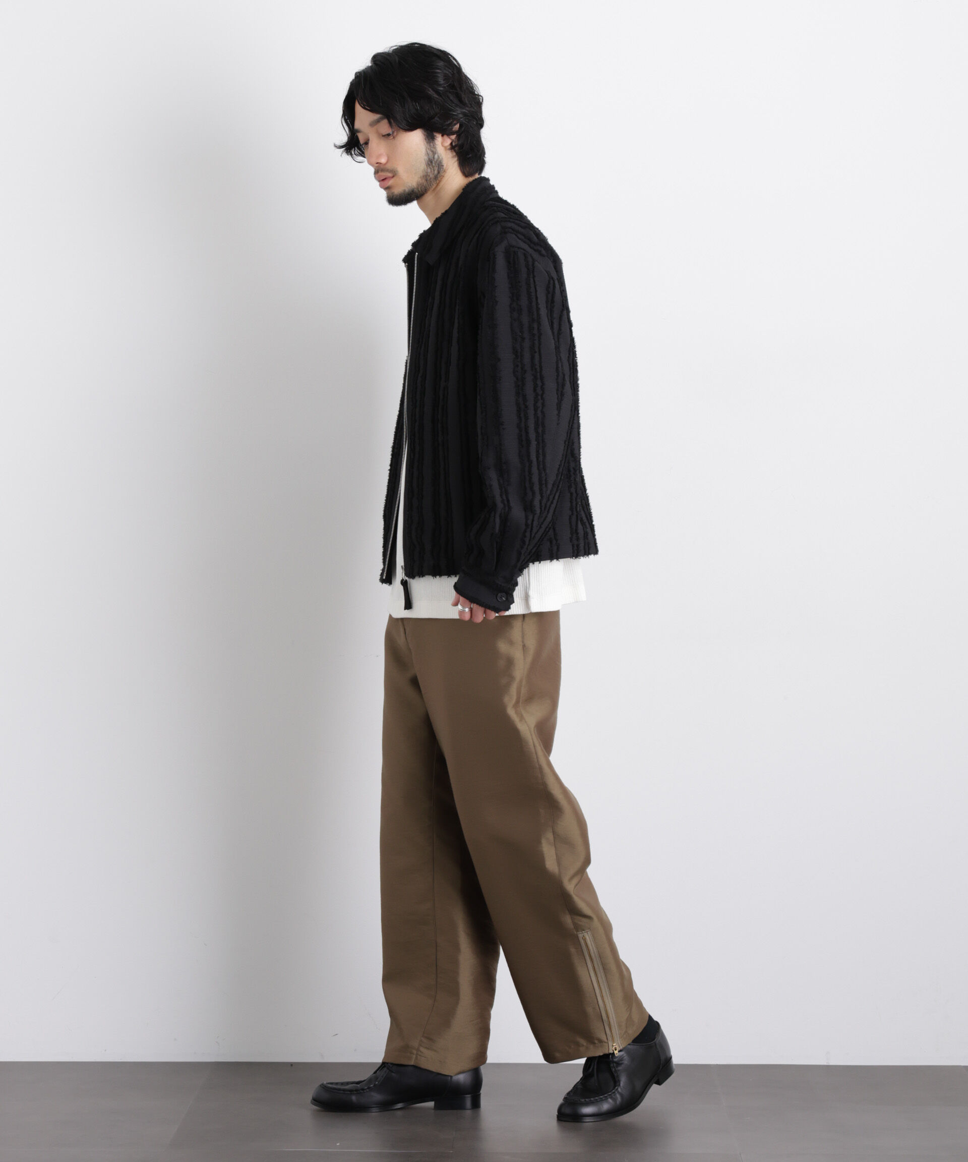 nano･universe「「ASSEMBLANC」カットレースフリンジブルゾン」|ブルゾン・スタジャン|