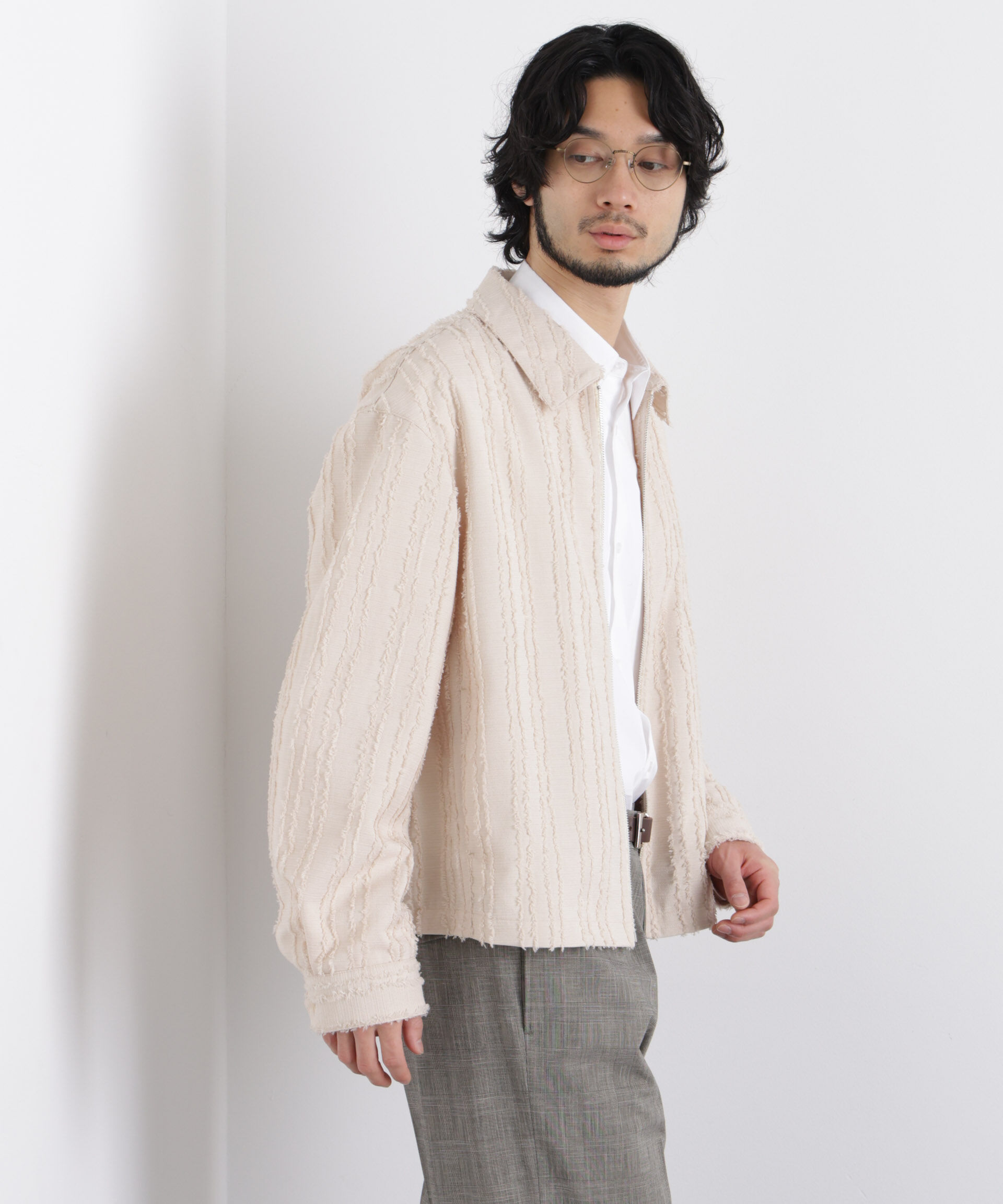 nano･universe「「ASSEMBLANC」カットレースフリンジブルゾン」|ブルゾン・スタジャン|