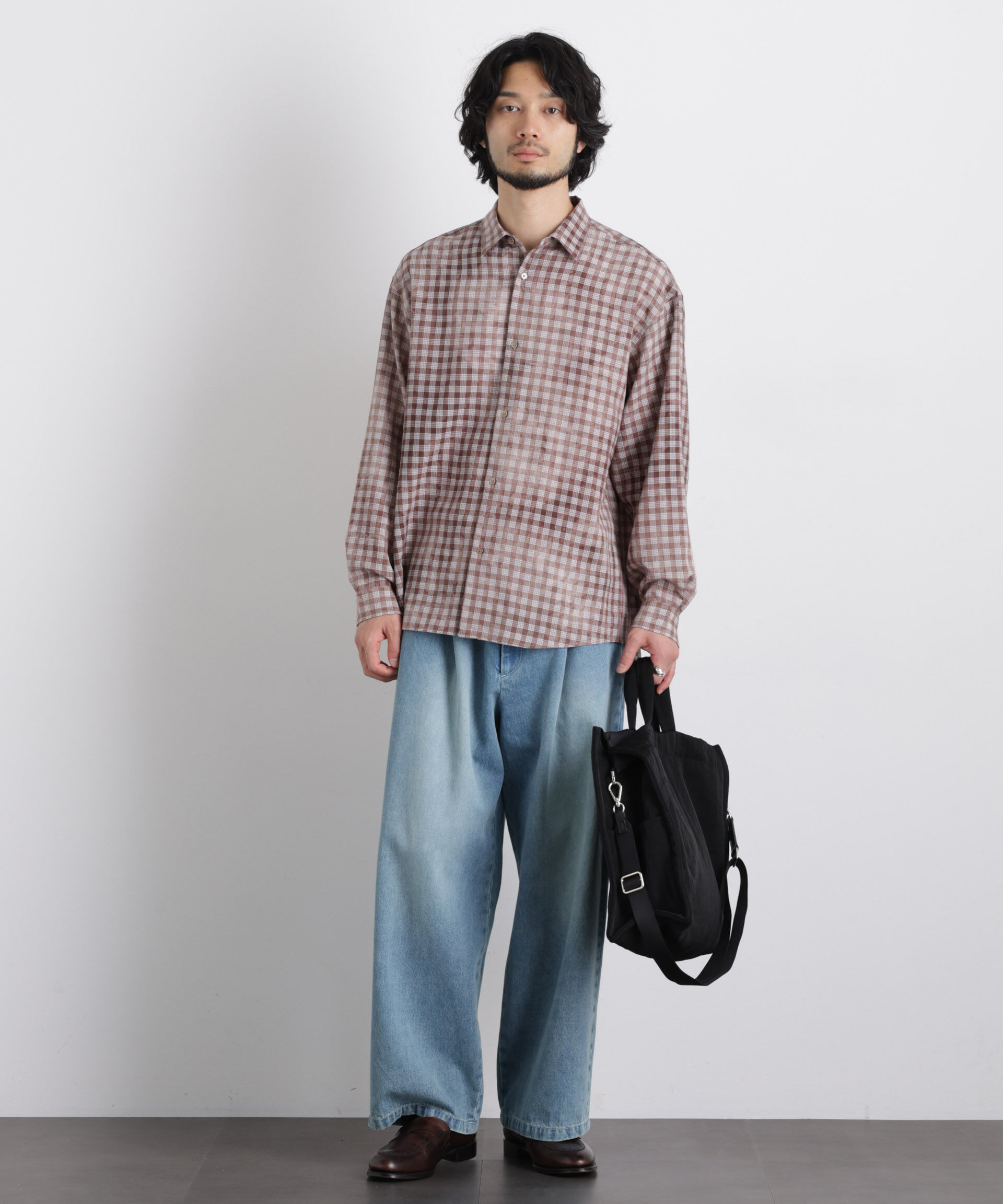 nano･universe「ケミカルフィニッシュチェック オーバーシャツ」|シャツ・ブラウス|