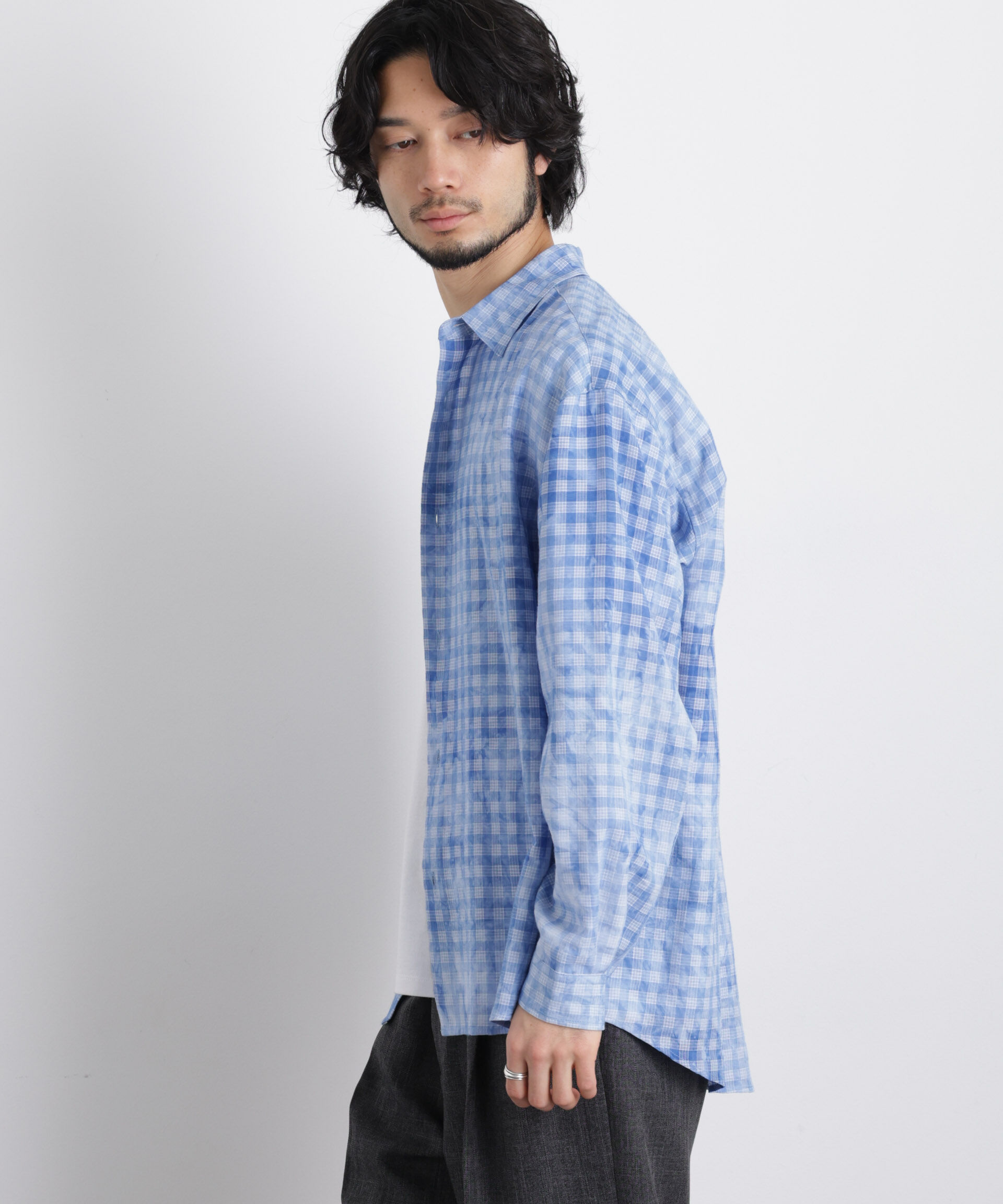 nano･universe「ケミカルフィニッシュチェック オーバーシャツ」|シャツ・ブラウス|