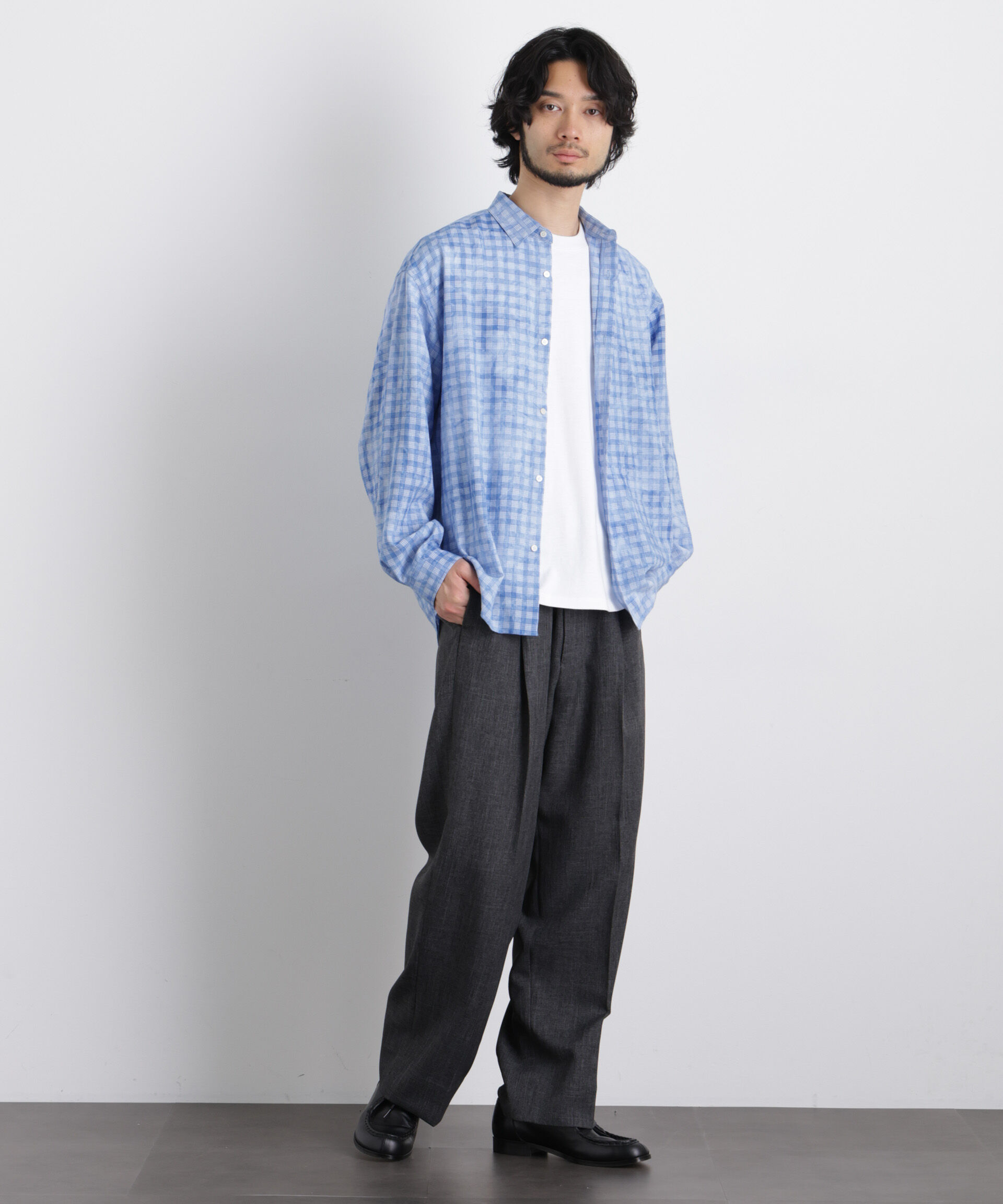 nano･universe「ケミカルフィニッシュチェック オーバーシャツ」|シャツ・ブラウス|