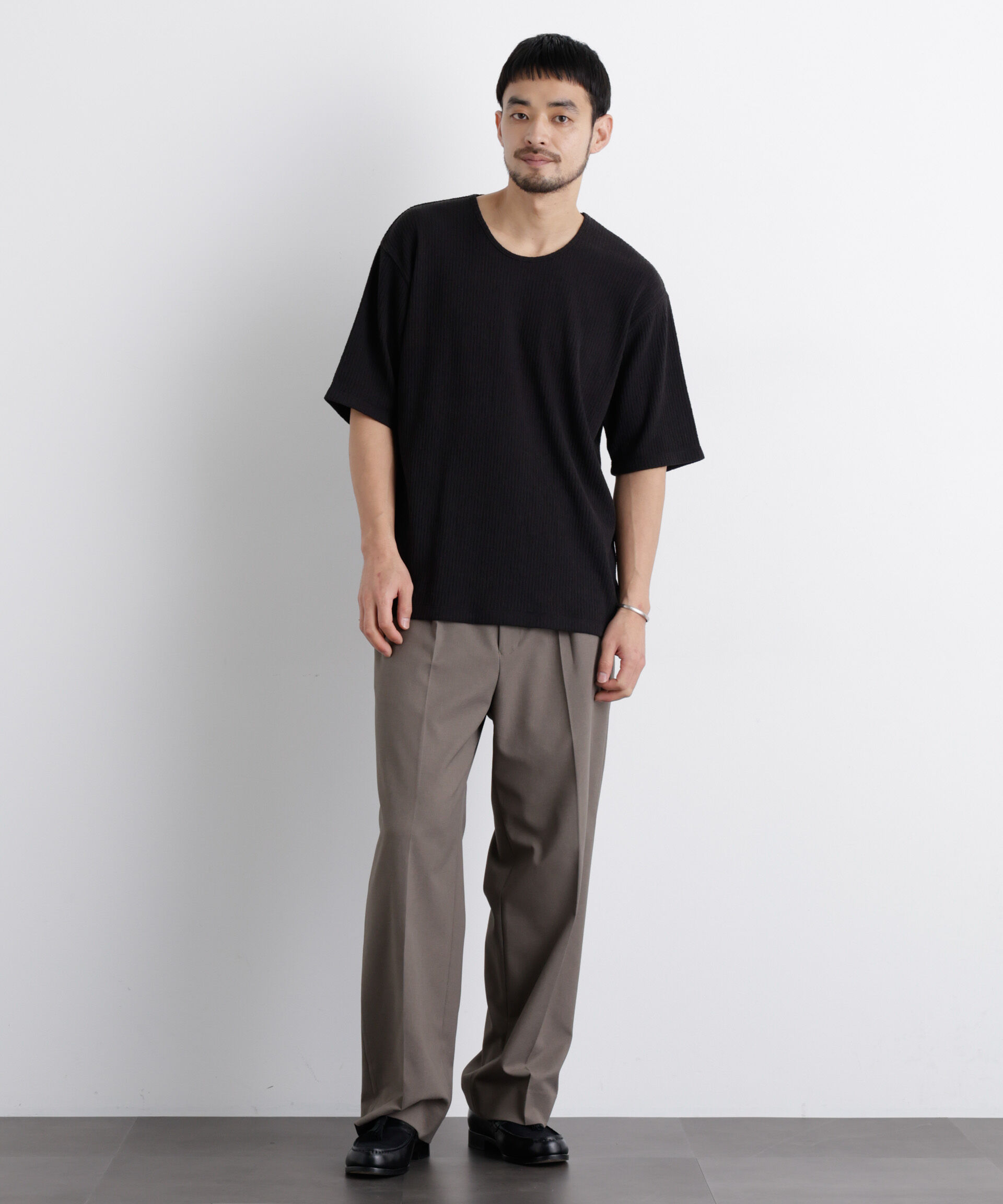 nano･universe「強撚ループヤーン針抜きストレッチ Tシャツ」|Tシャツ・カットソー|