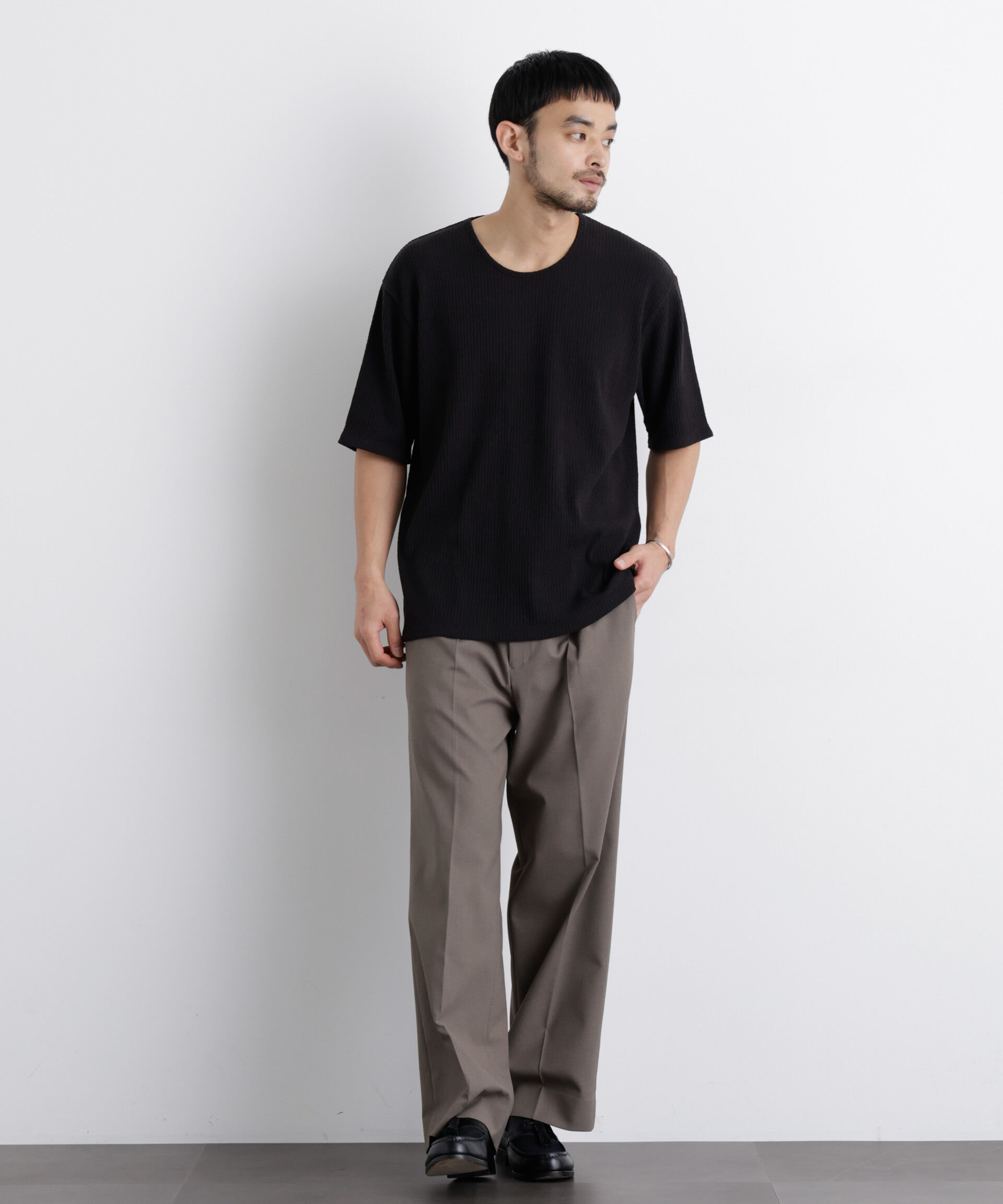 nano･universe「強撚ループヤーン針抜きストレッチ Tシャツ」|Tシャツ・カットソー|