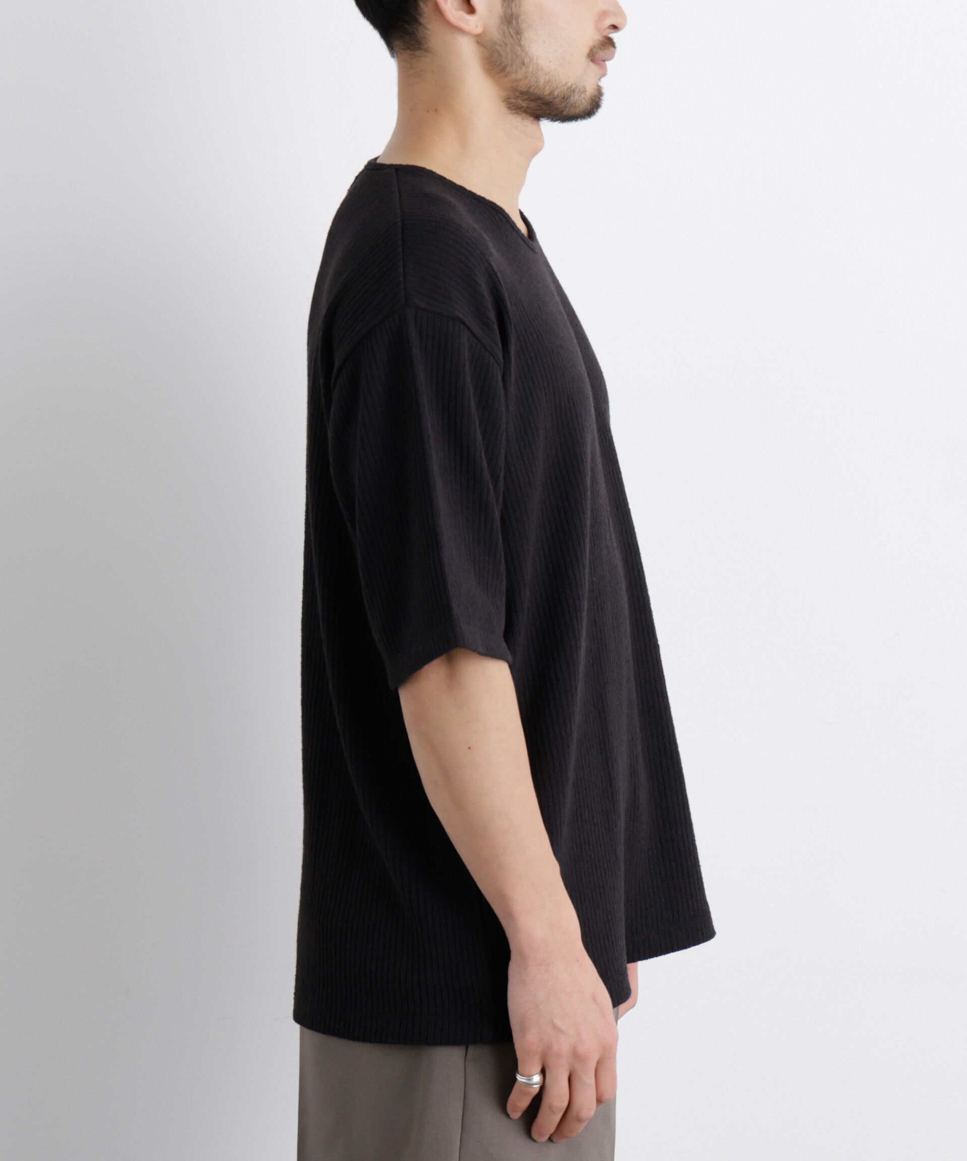 nano･universe「強撚ループヤーン針抜きストレッチ Tシャツ」|Tシャツ・カットソー|