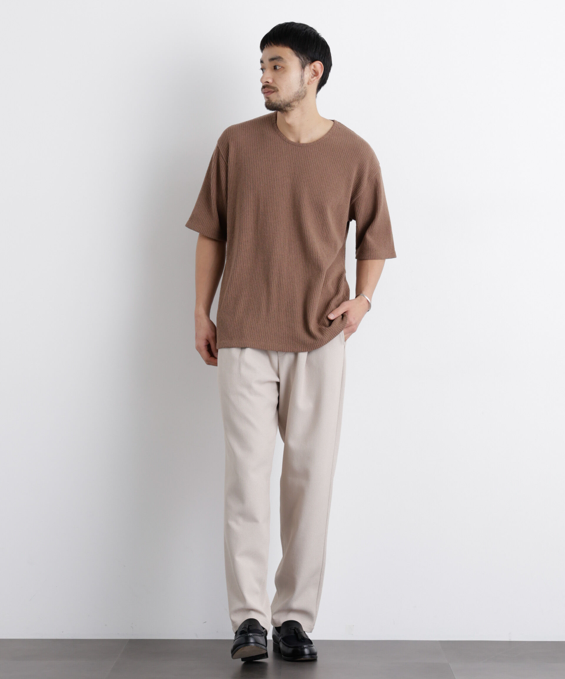 nano･universe「強撚ループヤーン針抜きストレッチ Tシャツ」|Tシャツ・カットソー|