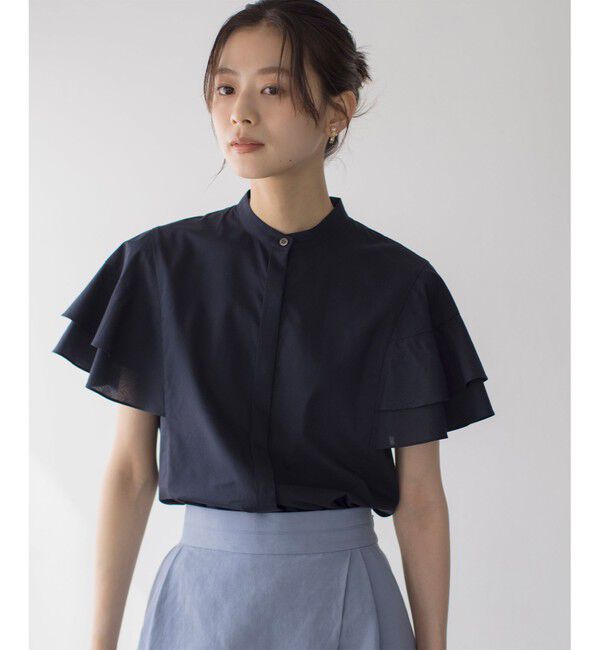組曲「コットンレーヨンシャーティング ブラウス」|シャツ・ブラウス|ネイビー系