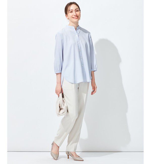 自由区「【2WAY/洗える】ブラウジングバンドカラーブラウス」|シャツ・ブラウス|