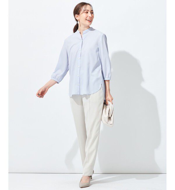 自由区「【2WAY/洗える】ブラウジングバンドカラーブラウス」|シャツ・ブラウス|