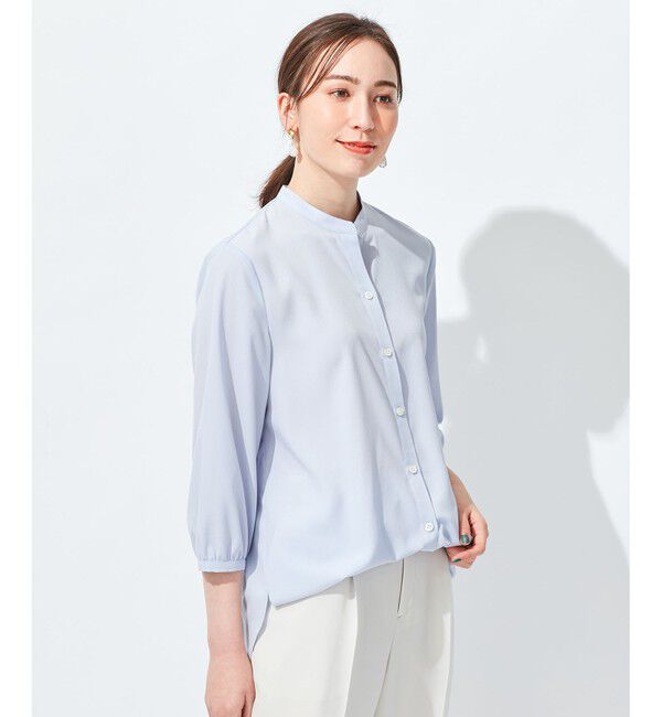 自由区「【2WAY/洗える】ブラウジングバンドカラーブラウス」|シャツ・ブラウス|