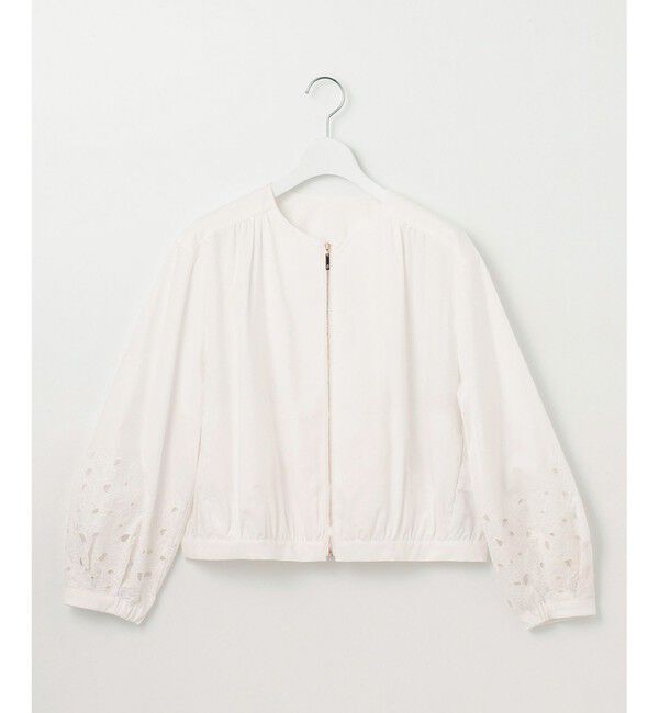 自由区「【洗える】テンセルコットンエンブロイダリー ジャケット」|ブルゾン・スタジャン|オフ