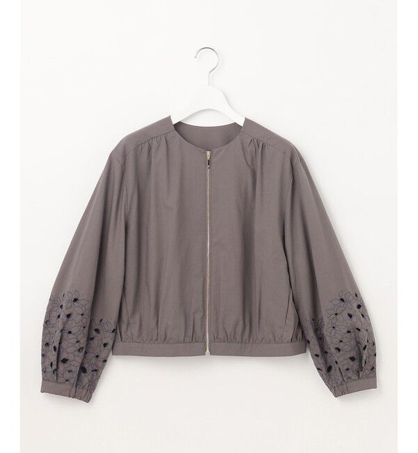 自由区「【洗える】テンセルコットンエンブロイダリー ジャケット」|ブルゾン・スタジャン|