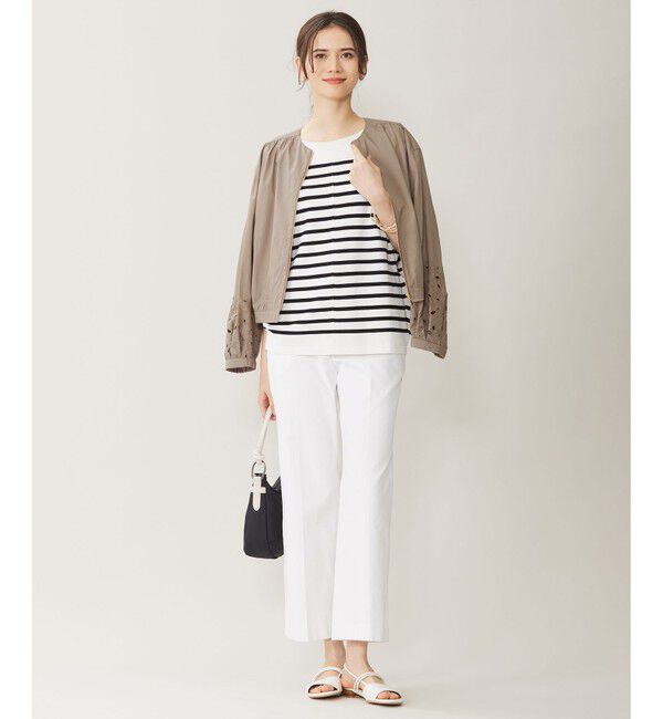 自由区「【洗える】テンセルコットンエンブロイダリー ジャケット」|ブルゾン・スタジャン|