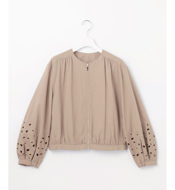 自由区「【洗える】テンセルコットンエンブロイダリー ジャケット」|ブルゾン・スタジャン|