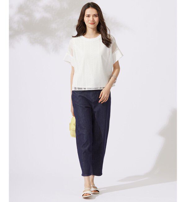 自由区「【洗える】レースエッジ Tシャツ&タンクトップセット トップス」|Tシャツ・カットソー|