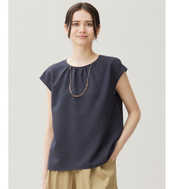 自由区「【洗える】ラスティックメッシュバックボウタイ ブラウス」|シャツ・ブラウス|ネイビー