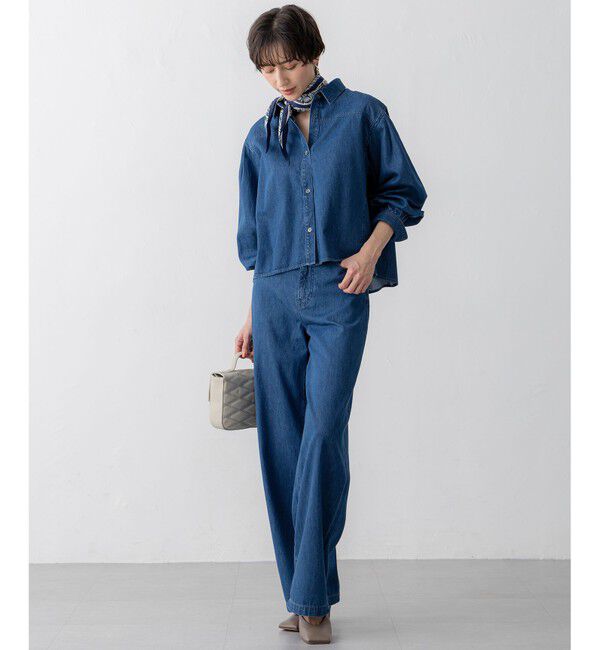 23区「【Oggi3月号掲載/洗える】ライトダンガリー クロップド ボリュームスリーブ シャツ」|シャツ・ブラウス|