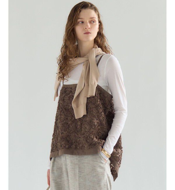 23区「リボンエンブロイダリー キャミソール」|シャツ・ブラウス|ブラウン系