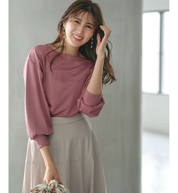 any SiS「【洗える】ミニ裏毛エンボスロゴ カットソー」|Tシャツ・カットソー|ピンク