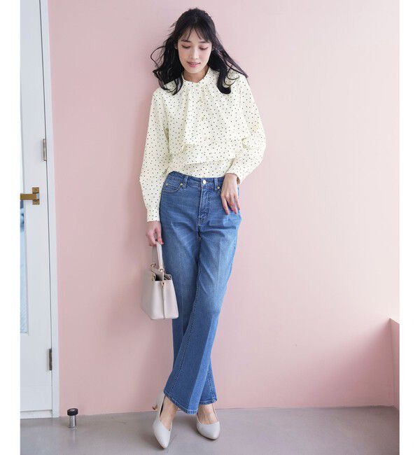 ANY SIS「センタープレスセミフレア デニム」|デニム|