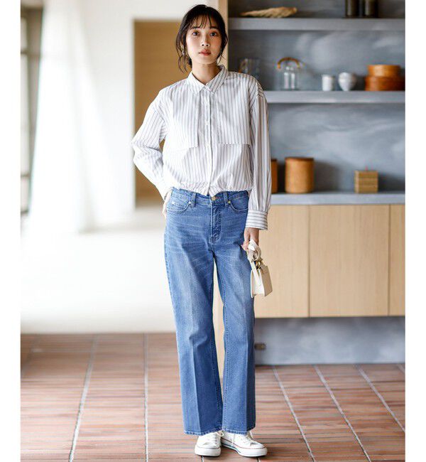 ANY SIS「センタープレスセミフレア デニム」|デニム|