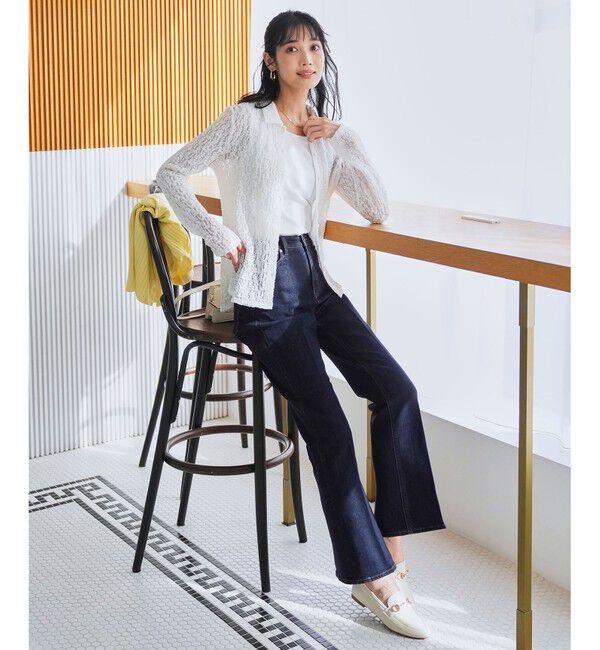 ANY SIS「センタープレスセミフレア デニム」|デニム|