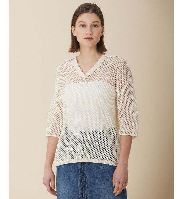 BEIGE,「GASPARD / ポロニット」|ニット・セーター|Ecru
