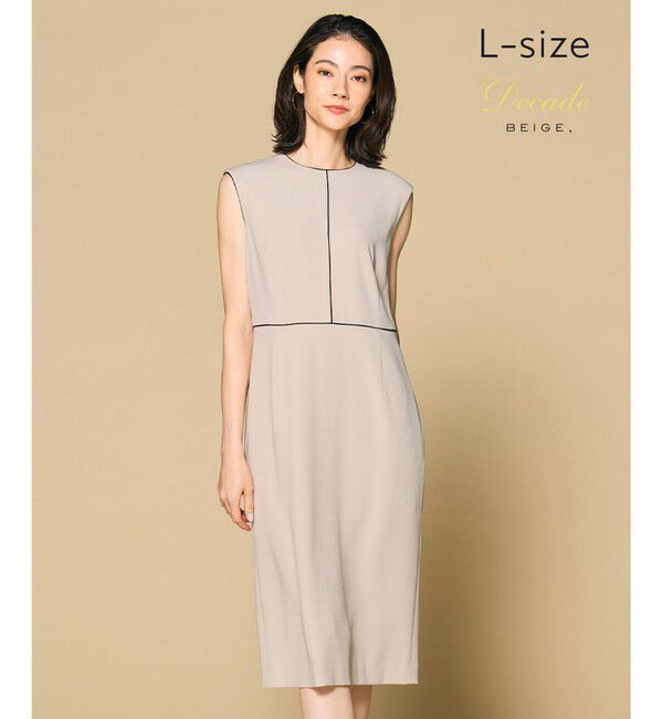 BEIGE,「【洗える・L-size】CINDY / クルーネックドレス」|ワンピース|Sheer Orange &times; Whit