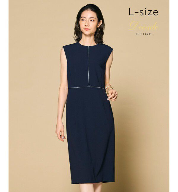 BEIGE,「【洗える・L-size】CINDY / クルーネックドレス」|ワンピース|Navy &times; White