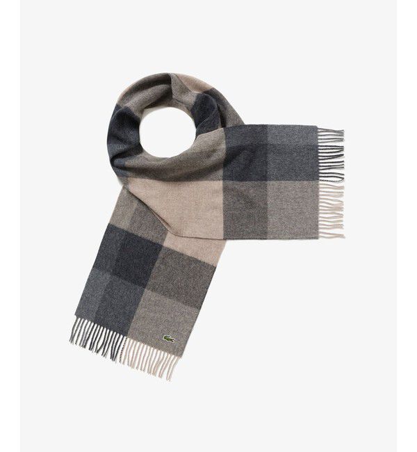 LACOSTE「メリノウールブロックチェックマフラー」|マフラー|チャコール