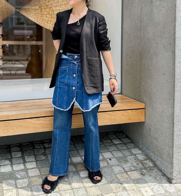 Rie Miller「【RM denim】Vネックデニムベスト」|ベスト・ジレ|