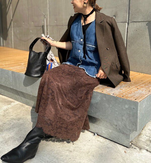 Rie Miller「【RM denim】Vネックデニムベスト」|ベスト・ジレ|