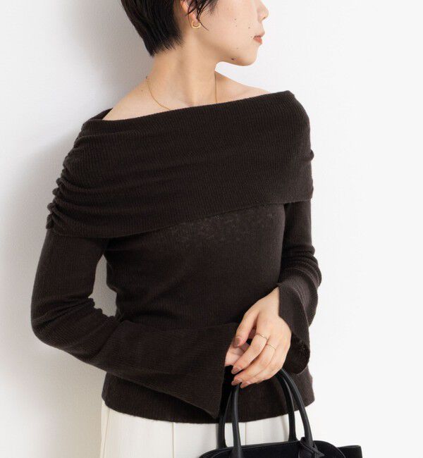 NOLLEY'S sophi「カシミヤ混ガーゼ風リブオフショルプルオーバーニット」|ニット・セーター|ダークブラウン
