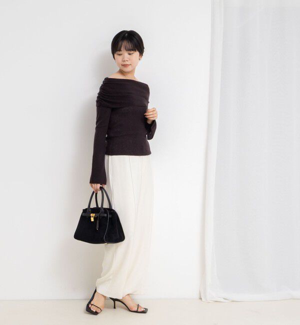 NOLLEY'S sophi「カシミヤ混ガーゼ風リブオフショルプルオーバーニット」|ニット・セーター|