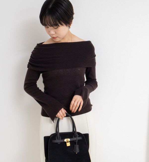 NOLLEY'S sophi「カシミヤ混ガーゼ風リブオフショルプルオーバーニット」|ニット・セーター|