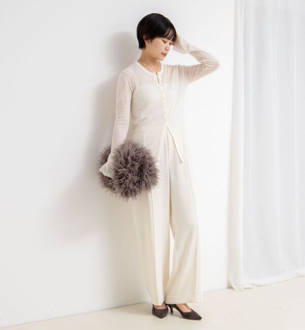 NOLLEY'S sophi「カシミヤ混ガーゼ風リブクルーネックミディ丈カーディガン」|カーディガン|